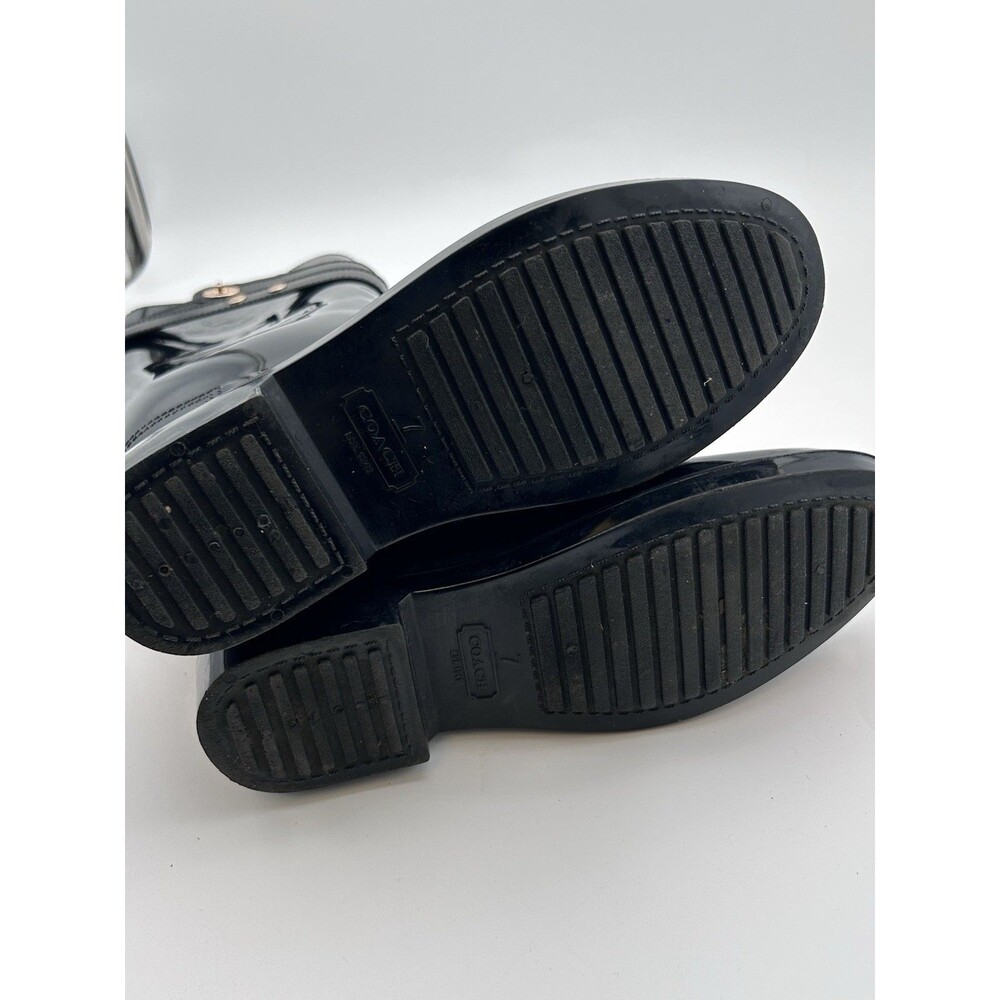 Coach Talia Black Rubber Rain Boots Waterproof Turn Lock Buckle Strap Women’s 7 - Picture 9 of 9